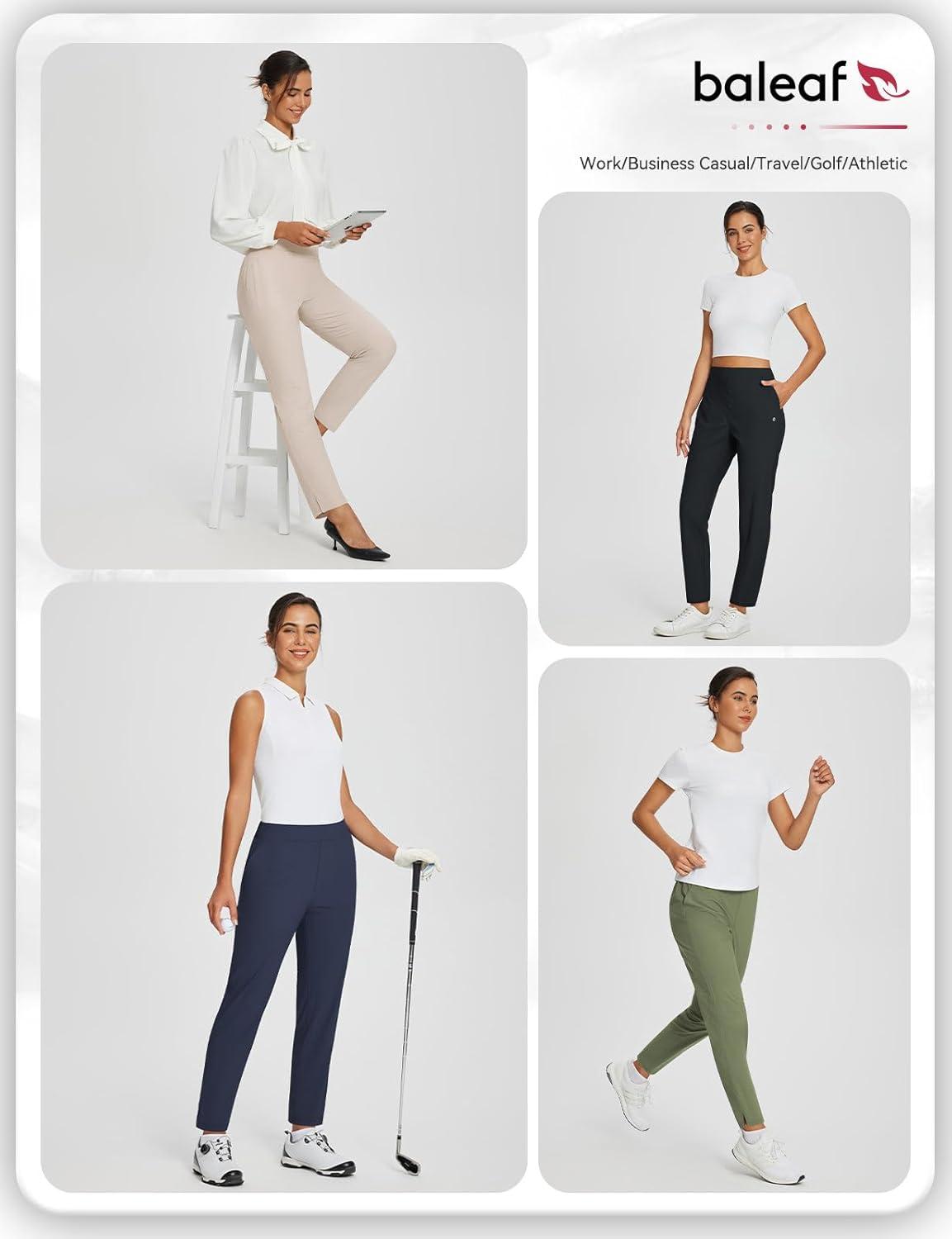 imagebaleaf Womens Business Casual Pants Stretch Travel Pants On Airport with Zipper Pockets Dressy Slacks Golf Work Pull onNavy