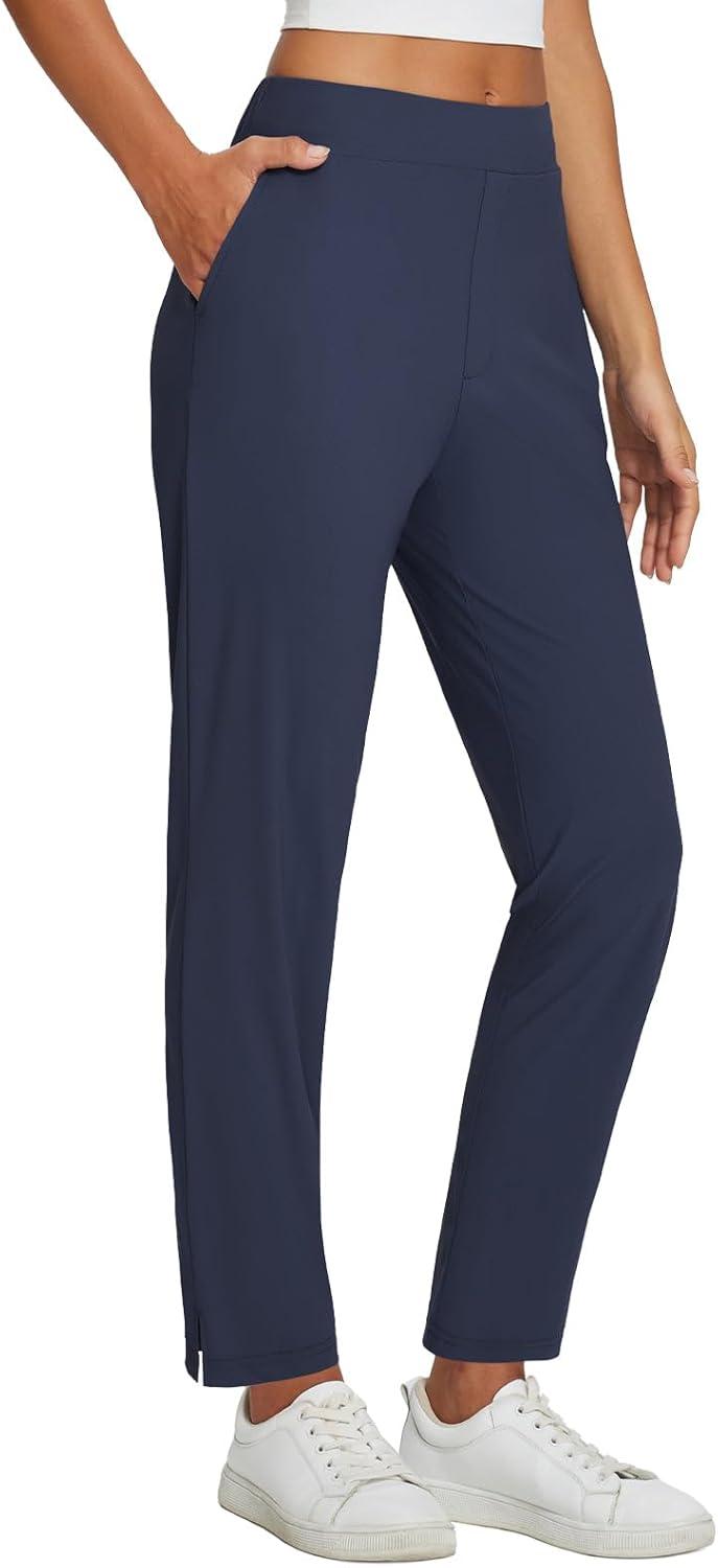 imagebaleaf Womens Business Casual Pants Stretch Travel Pants On Airport with Zipper Pockets Dressy Slacks Golf Work Pull onNavy