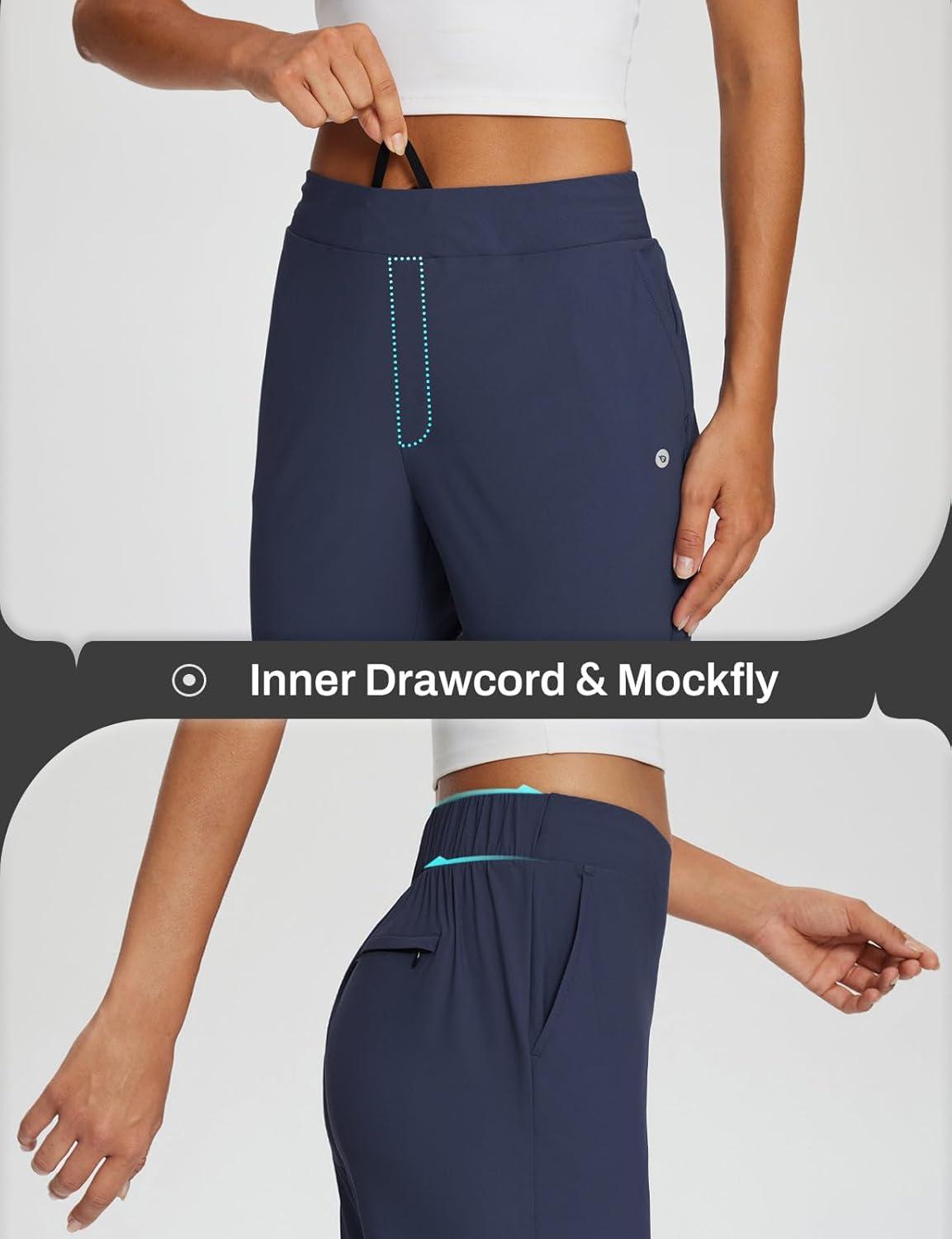 imagebaleaf Womens Business Casual Pants Stretch Travel Pants On Airport with Zipper Pockets Dressy Slacks Golf Work Pull onNavy