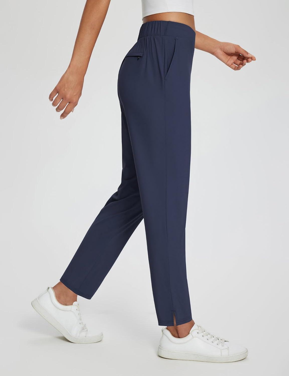 imagebaleaf Womens Business Casual Pants Stretch Travel Pants On Airport with Zipper Pockets Dressy Slacks Golf Work Pull onNavy