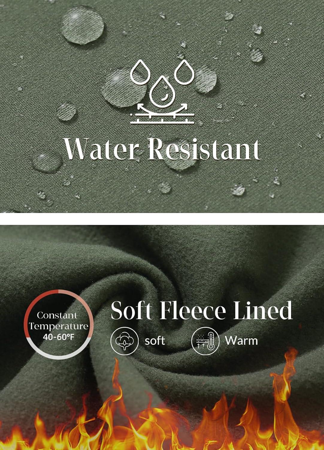 imagebaleaf Womens Fleece Lined Pants Winter Thermal Water Resistant Crossover Flare Leggings Warm Bootcut Hiking OutdoorArmy Green