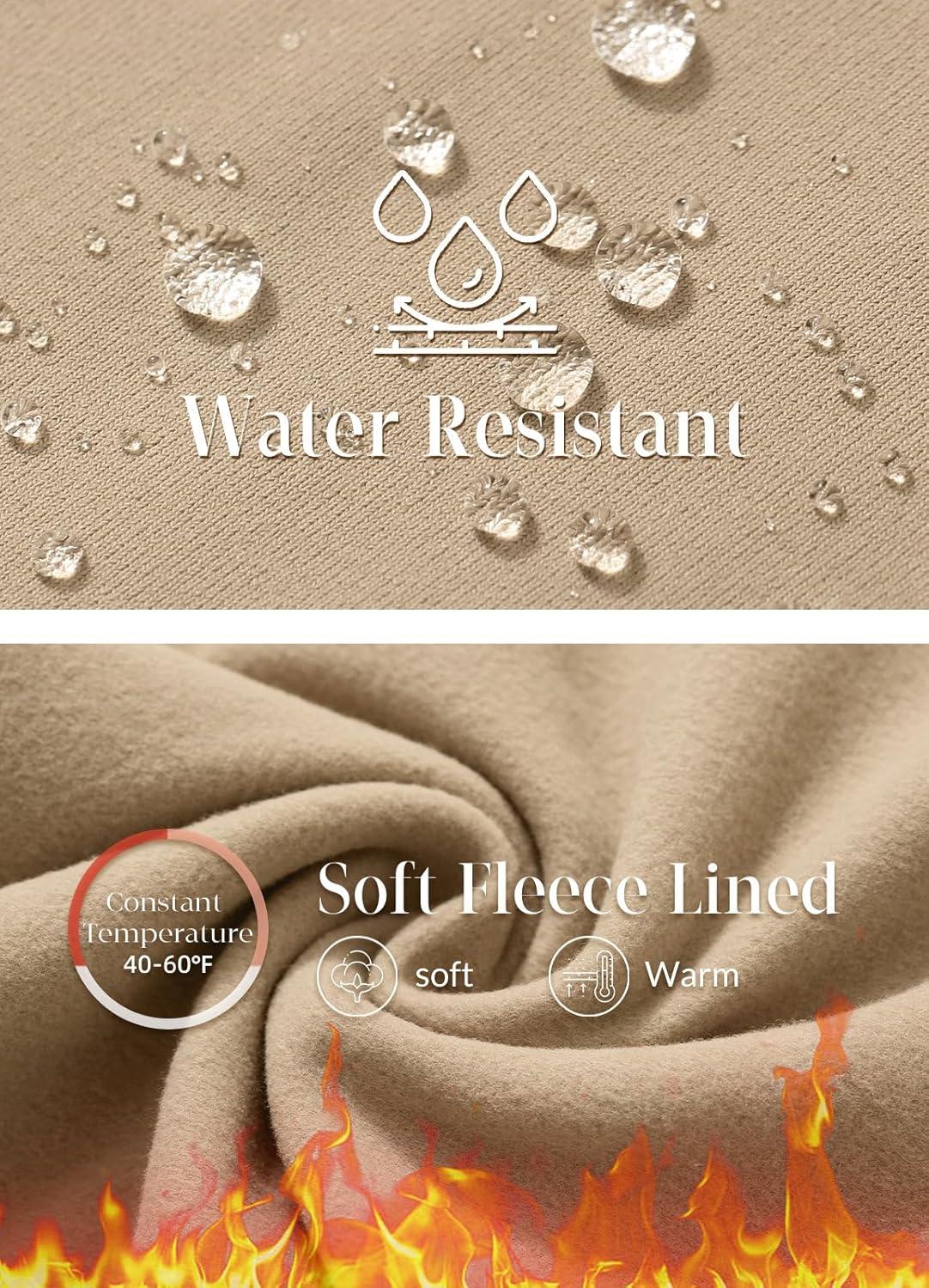 imagebaleaf Womens Fleece Lined Pants Winter Thermal Water Resistant Crossover Flare Leggings Warm Bootcut Hiking OutdoorBrown