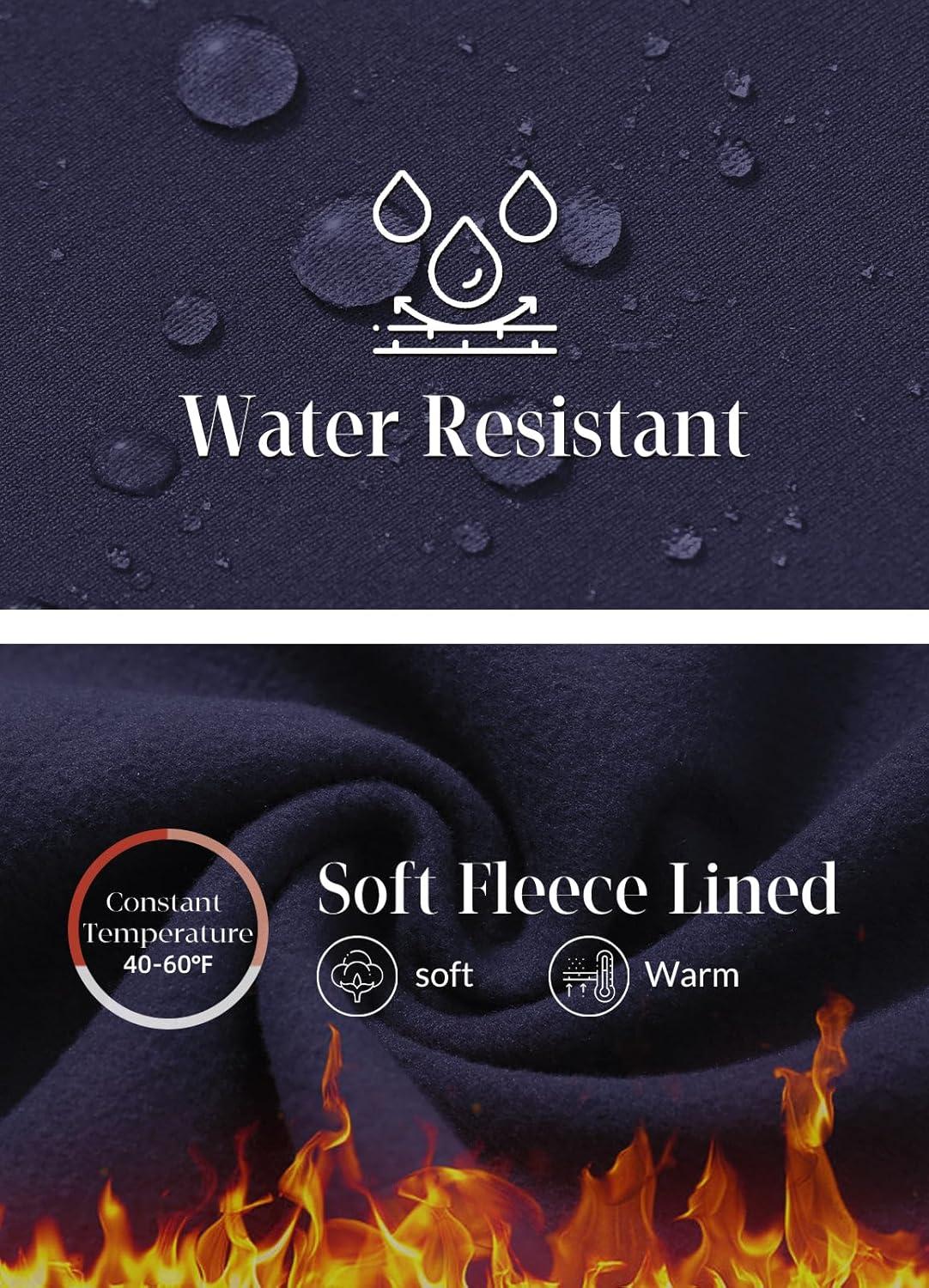 imagebaleaf Womens Fleece Lined Pants Winter Thermal Water Resistant Crossover Flare Leggings Warm Bootcut Hiking OutdoorNavy Blue