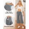 imagebaleaf Capris Pants for Women Yoga Capri Leggings with Pockets Loose High Waist Crop Workout Pants Wide Leg Casual SummerDark Grey