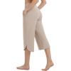 imagebaleaf Capris Pants for Women Yoga Capri Leggings with Pockets Loose High Waist Crop Workout Pants Wide Leg Casual SummerKhaki