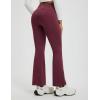 imagebaleaf Fleece Lined Pants Women Heather Flare Leggings Thermal Warm High Waist Winter Yoga Pants with PocketsHeather Wine Red