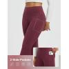 imagebaleaf Fleece Lined Pants Women Heather Flare Leggings Thermal Warm High Waist Winter Yoga Pants with PocketsHeather Wine Red