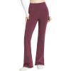 imagebaleaf Womens Cotton Flare Yoga Pants High Waisted Bootcut Bell Bottom Leggings Dressy Work Office TrousersBurgundy