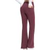 imagebaleaf Womens Cotton Flare Yoga Pants High Waisted Bootcut Bell Bottom Leggings Dressy Work Office TrousersBurgundy