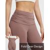 imagebaleaf Womens Flare Yoga Pants Fold Over Flared Leggings with Pockets Tummy Control Bootcut PantsBeaver Brown