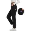 imagebaleaf Womens Fleece Lined Pants Stretch Travel with 5 Pockets Business Casual Golf Dress Petite Thermal Winter SweatpantsBlack