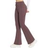 imagebaleaf Womens Fleece Lined Pants Winter Thermal Warm Bootcut Flare Leggings Hiking Yoga Pants with Zip Pockets Cold WeatherDark Brown