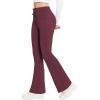 imagebaleaf Womens Fleece Lined Pants Winter Thermal Warm Bootcut Flare Leggings Hiking Yoga Pants with Zip Pockets Cold WeatherWine Red