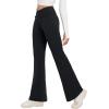 imagebaleaf Womens Fleece Lined Pants Winter Thermal Water Resistant Crossover Flare Leggings Warm Bootcut Hiking OutdoorBlack