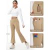 imagebaleaf Womens Fleece Lined Pants Winter Thermal Water Resistant Crossover Flare Leggings Warm Bootcut Hiking OutdoorBrown