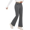 imagebaleaf Womens Fleece Lined Pants Winter Thermal Water Resistant Crossover Flare Leggings Warm Bootcut Hiking OutdoorDark Gray
