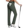 imagebaleaf Womens Golf Pant Winter Fleece Lined Pants with Belt Loops Pockets Travel Work CasualE Army Green