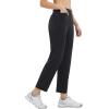 imagebaleaf Womens Golf Pant Winter Fleece Lined Pants with Belt Loops Pockets Travel Work CasualEblack
