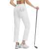 imagebaleaf Womens Golf Pant Winter Fleece Lined Pants with Belt Loops Pockets Travel Work CasualFstar White