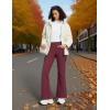 imagebaleaf Womens Thick Fleece Lined Pants Flare Leg Winter Snow Water Resistant Cargo Pockets High Waisted WarmWine Red