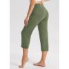 imagebaleaf Womens Yoga Capri Pants High Waist Capri Leggings with Pockets Wide Leg Crop Exercise Workout Summer PantsArmy Green