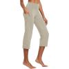 imagebaleaf Womens Yoga Capri Pants High Waist Capri Leggings with Pockets Wide Leg Crop Exercise Workout Summer PantsBrown