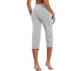 imagebaleaf Womens Yoga Capri Pants High Waist Capri Leggings with Pockets Wide Leg Crop Exercise Workout Summer PantsLight Gray