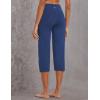 imagebaleaf Womens Yoga Capri Pants High Waist Capri Leggings with Pockets Wide Leg Crop Exercise Workout Summer PantsNavy