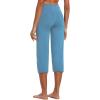 imagebaleaf Womens Yoga Capri Pants High Waist Capri Leggings with Pockets Wide Leg Crop Exercise Workout Summer PantsNiagara