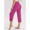 imagebaleaf Womens Yoga Capri Pants High Waist Capri Leggings with Pockets Wide Leg Crop Exercise Workout Summer PantsRosy