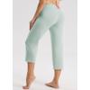 imagebaleaf Womens Yoga Capri Pants High Waist Capri Leggings with Pockets Wide Leg Crop Exercise Workout Summer PantsSubtle Green