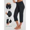 imagebaleaf Womens Yoga Capri Pants High Waist Capri Leggings with Pockets Wide Leg Crop Exercise Workout Summer PantsV Waistblack