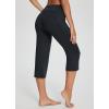 imagebaleaf Womens Yoga Capri Pants High Waist Capri Leggings with Pockets Wide Leg Crop Exercise Workout Summer PantsV Waistblack