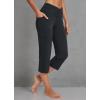 imagebaleaf Womens Yoga Capri Pants High Waist Capri Leggings with Pockets Wide Leg Crop Exercise Workout Summer PantsV Waistblack