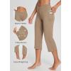imagebaleaf Womens Yoga Capri Pants High Waist Capri Leggings with Pockets Wide Leg Crop Exercise Workout Summer PantsV Waistcocoa Brown