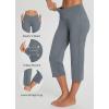 imagebaleaf Womens Yoga Capri Pants High Waist Capri Leggings with Pockets Wide Leg Crop Exercise Workout Summer PantsV Waistdark Grey