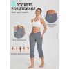 imagebaleaf Womens Yoga Capri Pants High Waist Capri Leggings with Pockets Wide Leg Crop Exercise Workout Summer PantsV Waistdark Grey