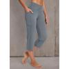imagebaleaf Womens Yoga Capri Pants High Waist Capri Leggings with Pockets Wide Leg Crop Exercise Workout Summer PantsV Waistdark Grey