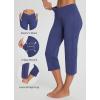 imagebaleaf Womens Yoga Capri Pants High Waist Capri Leggings with Pockets Wide Leg Crop Exercise Workout Summer PantsV Waistnavy Blue