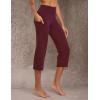 imagebaleaf Womens Yoga Capri Pants High Waist Capri Leggings with Pockets Wide Leg Crop Exercise Workout Summer PantsWine Red