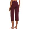 imagebaleaf Womens Yoga Capri Pants High Waist Capri Leggings with Pockets Wide Leg Crop Exercise Workout Summer PantsWine Red