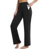 imagebaleaf Womens Yoga Dress Pants High Waist Travel Wide Leg with Pockets Stretch Casual Work SweatpantsBlack