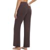 imagebaleaf Womens Yoga Dress Pants High Waist Travel Wide Leg with Pockets Stretch Casual Work SweatpantsDark Brown