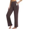 imagebaleaf Womens Yoga Dress Pants High Waist Travel Wide Leg with Pockets Stretch Casual Work SweatpantsDark Brown