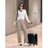 imagebaleaf Womens Yoga Dress Pants High Waist Travel Wide Leg with Pockets Stretch Casual Work SweatpantsKhaki
