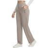 imagebaleaf Womens Yoga Dress Pants High Waist Travel Wide Leg with Pockets Stretch Casual Work SweatpantsKhaki