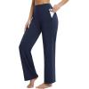 imagebaleaf Womens Yoga Dress Pants High Waist Travel Wide Leg with Pockets Stretch Casual Work SweatpantsNavy Blue