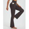 imagebaleaf Womens Yoga Pants with 4 Cargo Pockets Scrunch Workout Flare Leggings High Waist Casual Gym Bell BottomDark Brown