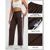 imagebeleaf Womens Fleece Lined Track Pants Wide Leg Pants with Zipper Pockets Loose Fit Sweatpants Drawstring Travel Casual WorkDark Brown