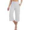 imagebaleaf Capris Pants for Women Yoga Capri Leggings with Pockets Loose High Waist Crop Workout Pants Wide Leg Casual SummerWhite